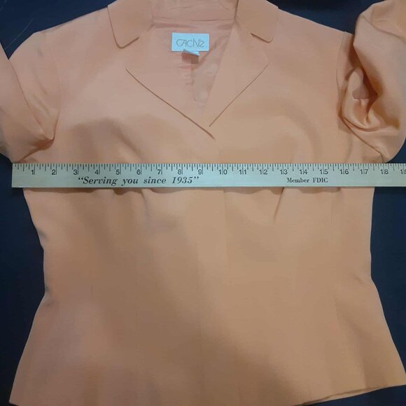 Cache Vintage Women's Skirt Suit Size 4/6 Peach 100% Silk Beaded *READ* - Picture 6 of 15